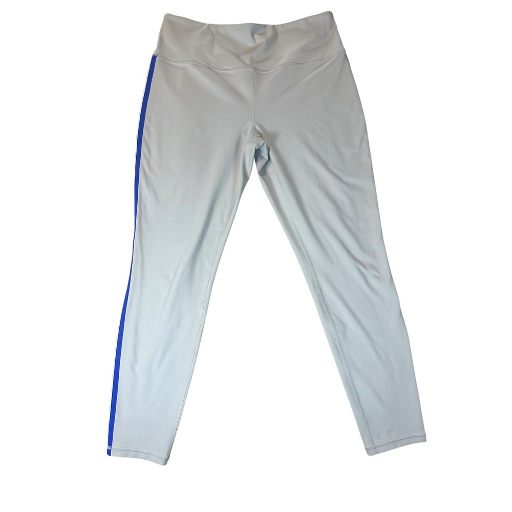 Athleta‎ Ultra High Rise Elation Tight Leggings Grey Blue Stripe 683249-00 Large